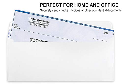 #10 Security Self-Seal Envelopes, No.10 Windowless Bussiness Envelopes, Security Tinted with Printer Friendly Design - Size 4-1/8 x 9-1/2 Inch - White - 24 LB - 500 Count