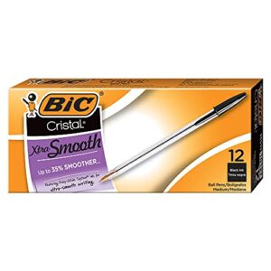 BIC Cristal Xtra Smooth Ballpoint Pen, Medium Point (1.0mm), Black, 12-Count