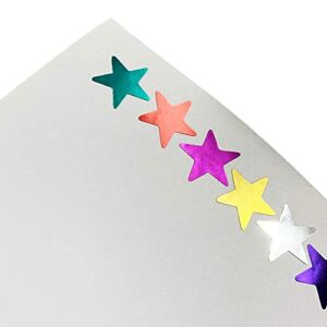 8 Colors, 1000 Pack, Foil Star Metallic Stickers, 0.6" Diameter