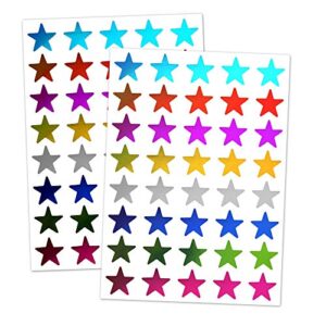8 colors, 1000 pack, foil star metallic stickers, 0.6″ diameter