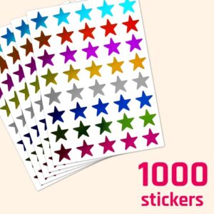 8 Colors, 1000 Pack, Foil Star Metallic Stickers, 0.6" Diameter