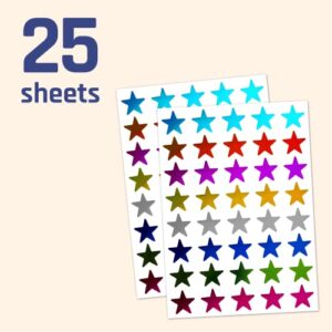 8 Colors, 1000 Pack, Foil Star Metallic Stickers, 0.6" Diameter