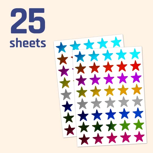 8 Colors, 1000 Pack, Foil Star Metallic Stickers, 0.6" Diameter