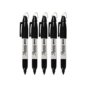sharpie mini permanent markers with golf keychain clips, fine point, black ink, pack of 5