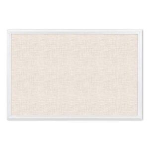 u brands farmhouse linen bulletin board, 30 x 20 inches, white wood frame (2074u00-01)