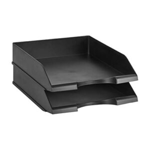 amazon basics stackable office letter organizer desk tray – pack of 2, black