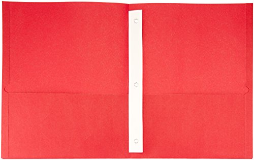 Amazon Basics Twin Pocket File Folders with Fasteners, 25-Pack (Assorted)