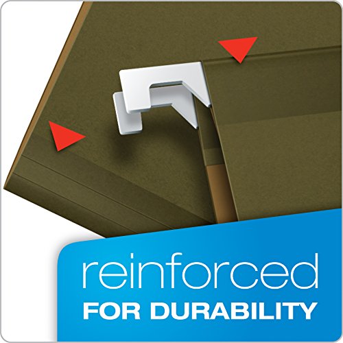 Pendaflex Reinforced Hanging Folders, Letter Size, Standard Green, 1/5 Cut, Includes Tabs and Inserts, 25/Box (41521AMZ)