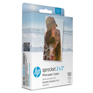 hp sprocket 2×3″ premium zink sticky back photo paper (100 sheets) compatible with hp sprocket photo printers, original version.