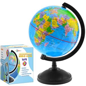 little chubby one 7-inch globe – educational and decorative piece – assorted markers for coloring spinning globe ideal for learning geography and perfect decor for kids room