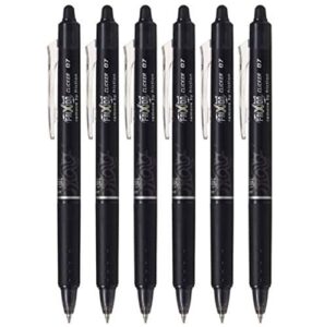 pilot frixion ball clicker retractable erasable gel pen, fine point, 0.7mm, black ink, 6 count
