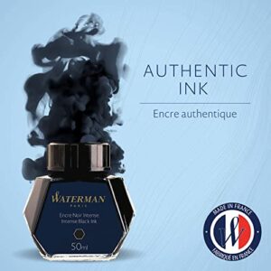 Waterman 50ml Ink Bottle for Fountain Pens, Intense Black Ink (S0110710)