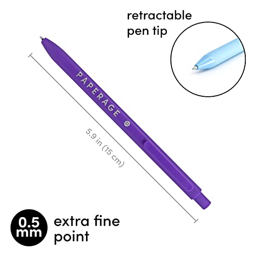 PAPERAGE Gel Pen With Retractable Extra Fine Point (0.5mm), 20 Colored Pen Set for Bullet Style Journals, Notebooks, Planners, Calendars, Notes & Drawing, Use at Home, Office, School, Crafts