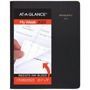 AT-A-GLANCE 2023 Weekly Planner, Quarter-Hourly Appointment Book, 8-1/4" x 11", Large, Black (7095005)