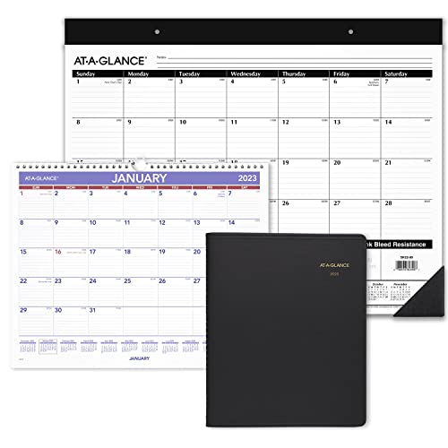 AT-A-GLANCE 2023 Weekly Planner, Quarter-Hourly Appointment Book, 8-1/4" x 11", Large, Black (7095005)