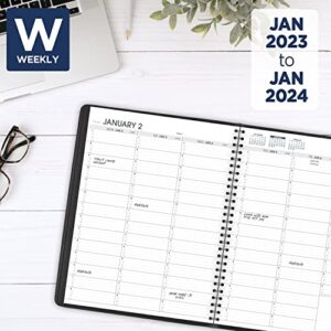 AT-A-GLANCE 2023 Weekly Planner, Quarter-Hourly Appointment Book, 8-1/4" x 11", Large, Black (7095005)