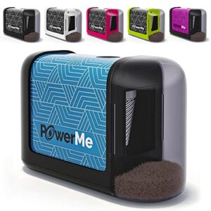 powerme electric pencil sharpener – battery operated, for home, office, school, artist, students – ultra portable automatic pencil sharpener, ideal for no. 2 and colored pencils (drawing, coloring)