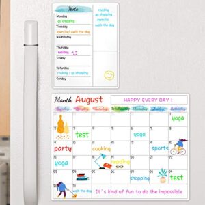 dry erase fridge magnetic calendar – white board magnetic calendar for refrigerator magnetic calendar kitchen decor, 15″x 11.5″, calendar with thin protective film and grocery list magnet pad