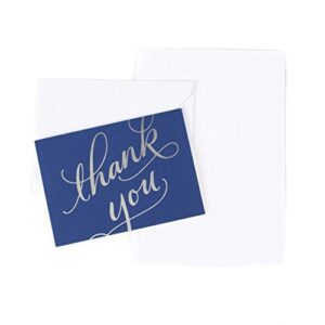 Hallmark Thank You Cards (Silver Foil Script, 40 Thank You Notes and Envelopes)