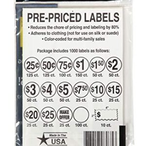 Sunburst Systems 7035 Priced Garage Sale Stickers, 1,000 Count Pre-Printed Labels, Pink