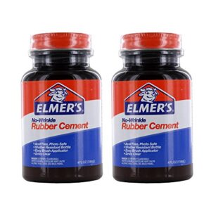 elmer’s no-wrinkle rubber cement, acid-free, 4 oz bottle, pack of 2