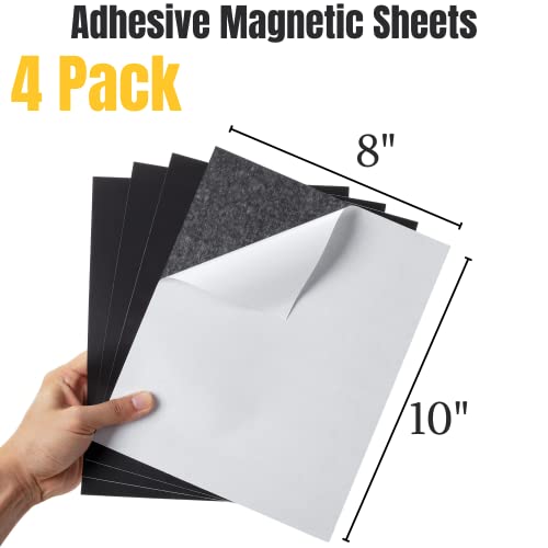 Mr. Pen- Adhesive Magnetic Sheets, 8" x 10", 4 Pack, Magnetic Sheet, Magnetic Paper, Magnet Paper Sheets, Magnetic Sheets with Adhesive Backing, Flexible Magnetic Sheet, Photo Magnets, Magnet Sheet