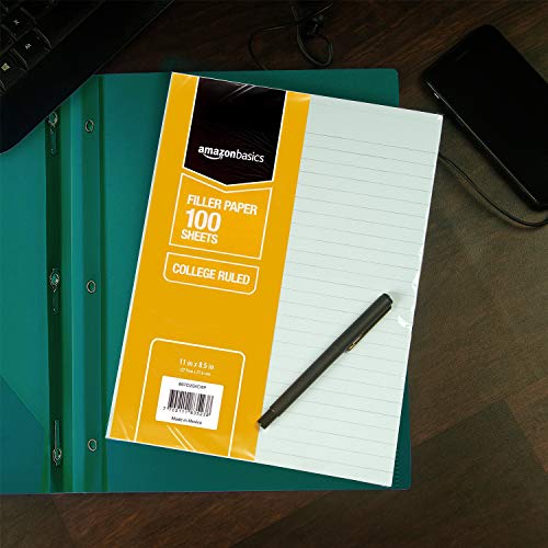 Amazon Basics College Ruled Loose Leaf Filler Paper, 100 Sheet, 11 x 8.5 Inch, 6-Pack