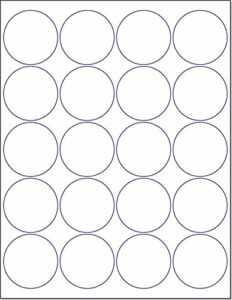 laser / ink jet white labels (2″ round for printing with no bleed – 20 per page | 500 labels)
