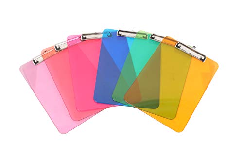 Amazon Basics Plastic Clipboards, Assorted Color , Pack of 6