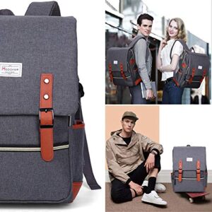 Modoker Vintage Laptop Backpack for Women Men,School College Backpack with USB Charging Port Fashion Backpack Fits 15.6Inch Notebook, Grey