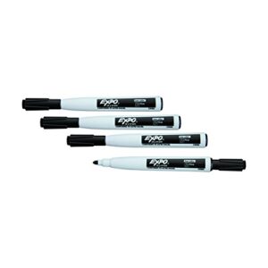 Expo Magnetic Dry Erase Markers with Eraser, Fine Tip, Black, 4 Count