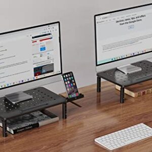 Zimilar 2 Pack Monitor Stand Riser, 3 Height Adjustable Monitor Stand with Unique Star Mesh for Computer, Laptop, Printer, Notebook, iMac, Premium Metal Monitor Risers for 2 Monitors
