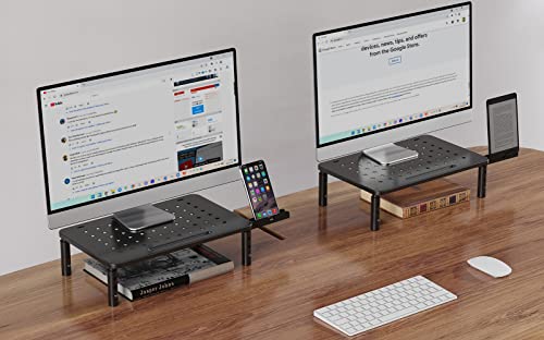 Zimilar 2 Pack Monitor Stand Riser, 3 Height Adjustable Monitor Stand with Unique Star Mesh for Computer, Laptop, Printer, Notebook, iMac, Premium Metal Monitor Risers for 2 Monitors