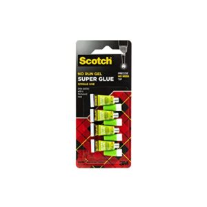 scotch super glue gel, 4-pack of single-use tubes, .017 oz each, fast drying, no run gel formula (ad119)