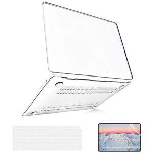 b belk compatible with macbook air 13 inch case m1, macbook air case 2021 2020 2019 2018 model a2337 a2179 a1932 with touch id, clear plastic laptop hard shell + 2 keyboard covers + screen protector