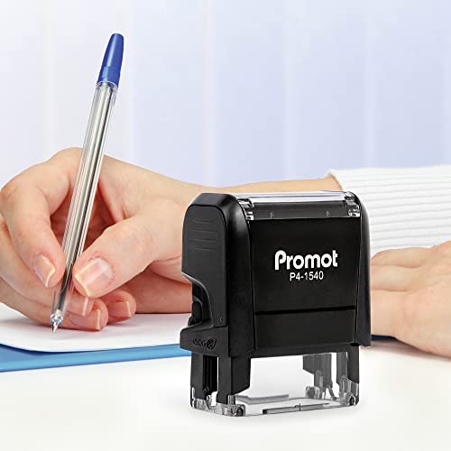 Promot Custom Stamp Up to 3 Lines of Personalized Text - Choose Font, Color, Pad, Self-Inking Personalized Stamp, Custom Stamp for Return Address & Mailing Address, Office Stamps, Ink Stamps - Small