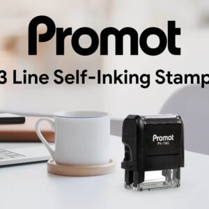 Promot Custom Stamp Up to 3 Lines of Personalized Text - Choose Font, Color, Pad, Self-Inking Personalized Stamp, Custom Stamp for Return Address & Mailing Address, Office Stamps, Ink Stamps - Small