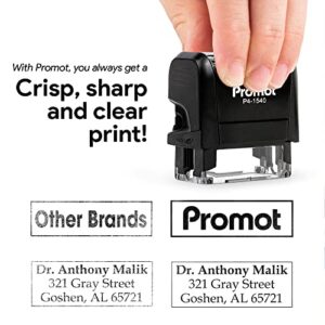 Promot Custom Stamp Up to 3 Lines of Personalized Text - Choose Font, Color, Pad, Self-Inking Personalized Stamp, Custom Stamp for Return Address & Mailing Address, Office Stamps, Ink Stamps - Small