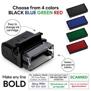 Promot Custom Stamp Up to 3 Lines of Personalized Text - Choose Font, Color, Pad, Self-Inking Personalized Stamp, Custom Stamp for Return Address & Mailing Address, Office Stamps, Ink Stamps - Small