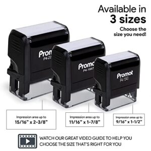 Promot Custom Stamp Up to 3 Lines of Personalized Text - Choose Font, Color, Pad, Self-Inking Personalized Stamp, Custom Stamp for Return Address & Mailing Address, Office Stamps, Ink Stamps - Small