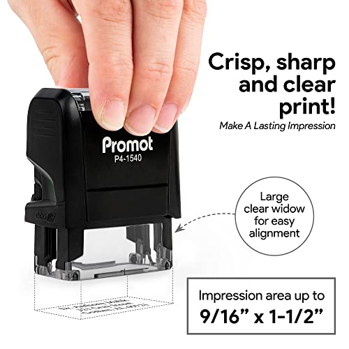 Promot Custom Stamp Up to 3 Lines of Personalized Text - Choose Font, Color, Pad, Self-Inking Personalized Stamp, Custom Stamp for Return Address & Mailing Address, Office Stamps, Ink Stamps - Small