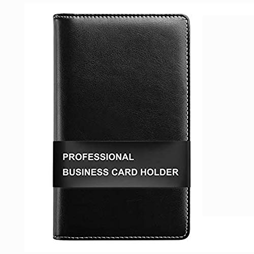 Sooez Leather Business Card Book Holder, Professional Business Cards Book Organizer, 240 Card Capacity PU Name Card Credit Cards Book Holder Booklet (Black)