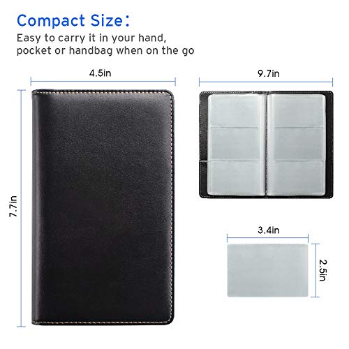 Sooez Leather Business Card Book Holder, Professional Business Cards Book Organizer, 240 Card Capacity PU Name Card Credit Cards Book Holder Booklet (Black)