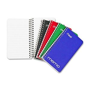 mead small spiral , lined college ruled paper, pocket notebook, memo pads for home office accessories, school mini note pads, 60 sheets, 5″ x 3″, assorted colors, 8 pack (73605)