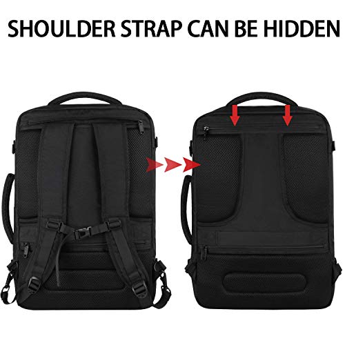Vancropak Travel Backpack, 40L Flight Approved Carry On Backpack for Men & Women, Expandable Large Luggage Backpack Daypack Water Resistant Lightweight Business Weekender Bag, Black