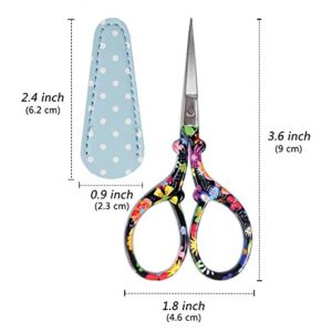 Hisuper Sewing scissors sharp scissors Embroidery Scissors Crafting Threading Scissors with Leather Scissors Cover for Needlework Craft Art Work Manual Sewing Handicraft DIY Tool