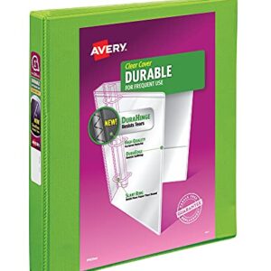 Avery Durable View 3 Ring Binder, 1 Inch Slant Rings, 1 Green Binder (17832)