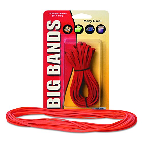 Alliance Rubber Big Rubber Bands 12 Pack 7-Inch X 1/8-Inch Red 00700