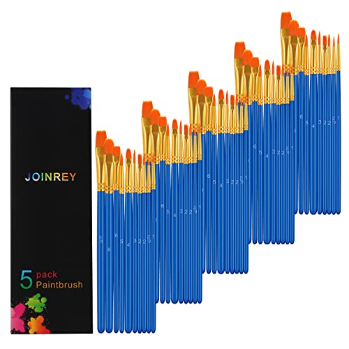 JOINREY Paint Brushes Set,50 Pcs Round Pointed Tip Paintbrushes Nylon Hair Artist Acrylic Paint Brushes for Acrylic Oil Watercolor, Face Nail Art, Miniature Detailing and Rock Painting (deep Blue)