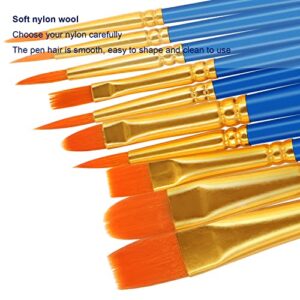 JOINREY Paint Brushes Set,50 Pcs Round Pointed Tip Paintbrushes Nylon Hair Artist Acrylic Paint Brushes for Acrylic Oil Watercolor, Face Nail Art, Miniature Detailing and Rock Painting (deep Blue)